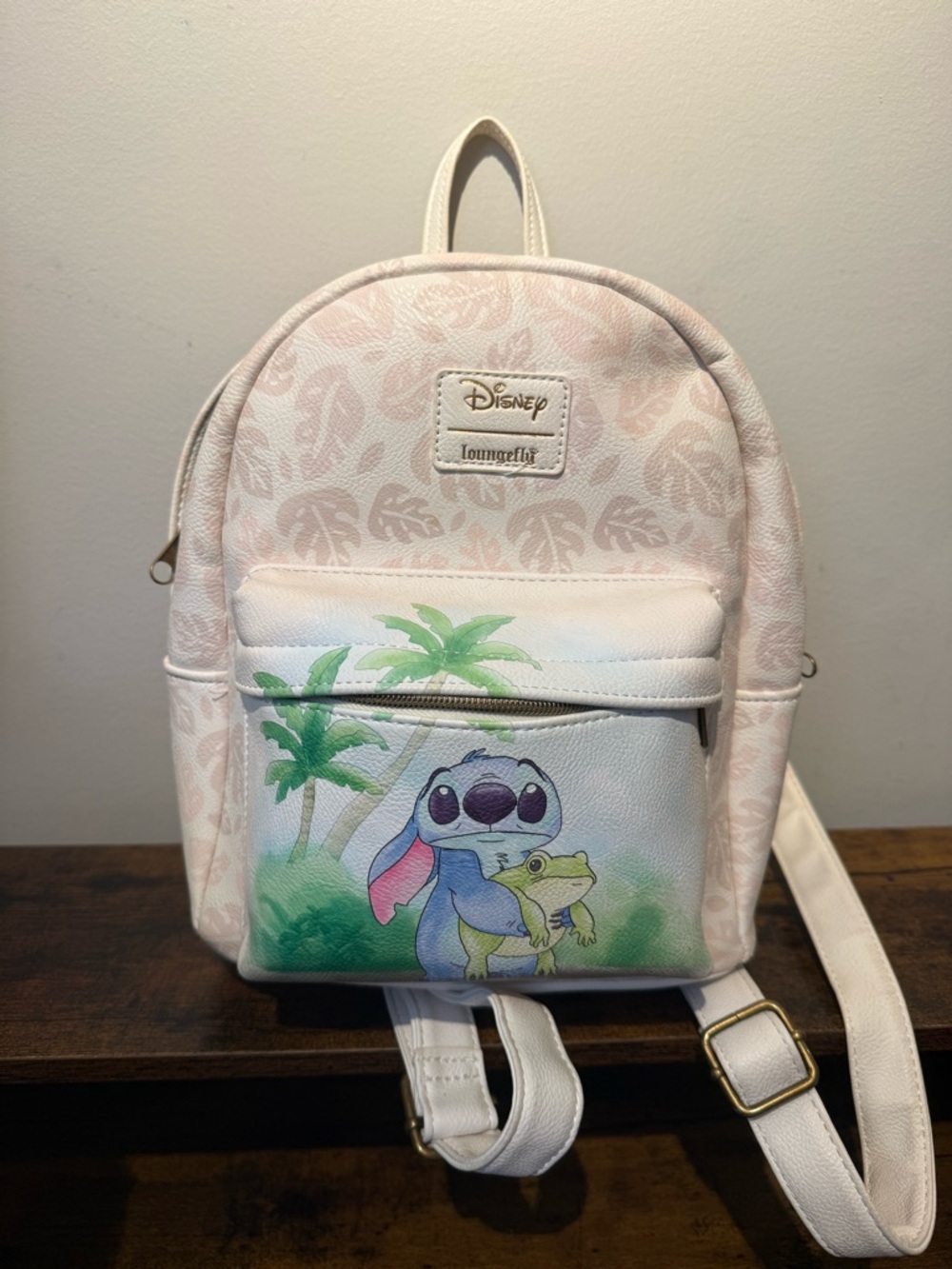 Loungefly Light Pink Stitch & Frog Kids Mini Backpack